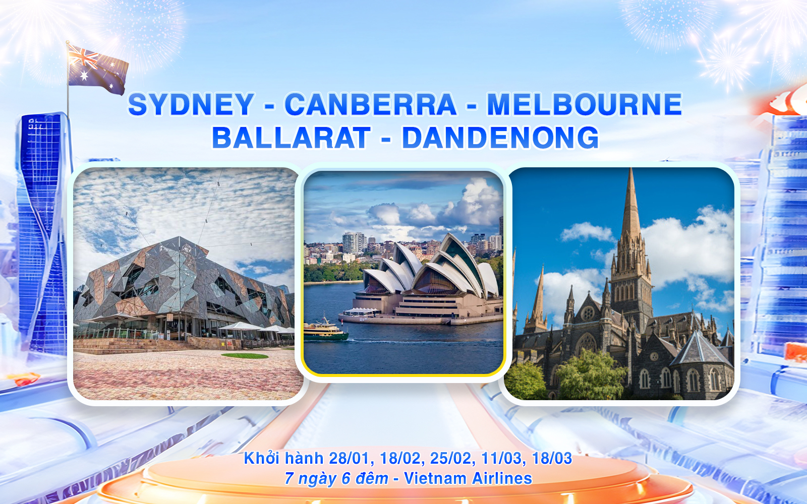 Tour du lịch châu Úc: SYDNEY - CANBERRA - MELBOURNE - BALLARAT - DANDENONG (7N6Đ) - Bay Vietnam Airlines